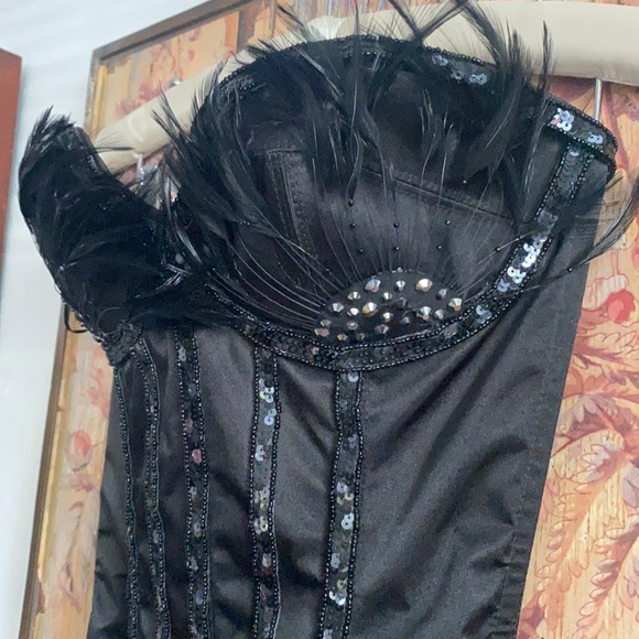 NWOT TRASHY LINGERIE LA BLACK SWAN BIRD FEATH BLACK CORSET COSPLAY 32D BODYCON - Picture 5 of 16